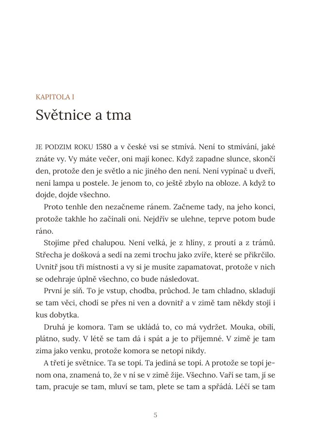 Začátek kapitoly I. Světnice a tma